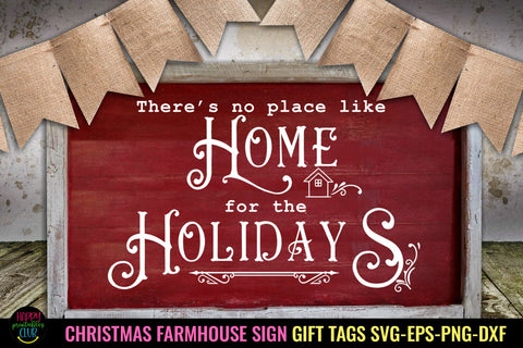 There's No Place Like Home I Farmhouse Christmas Sign SVG SVG Happy Printables Club 