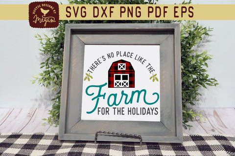 There's No Place like The Farm For Christmas Buffalo Plaid Farmhouse SVG SVG Tinker & Teal 