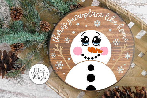 There's Snowplace Like Home SVG | Snowman Round Design SVG Diva Watts Designs 