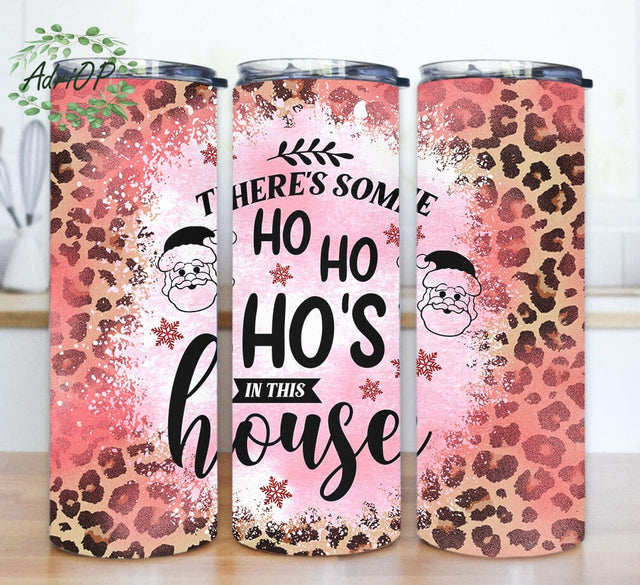 There's Some Ho Ho Ho's In This House Tumbler Design, Christmas Quote 20oz Skinny Png, Santa Claus Tumbler Png, Christmas Leopard Tumbler Wrap, Funny Christmas Design Png, Instant Download Sublimation AdriOP 