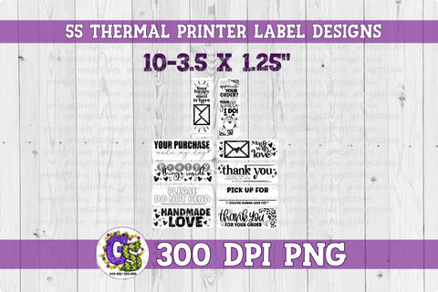 Thermal Printer Label PNG Bundle Sublimation Greedy Stitches 