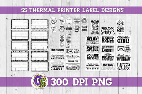 Thermal Printer Label PNG Bundle Sublimation Greedy Stitches 