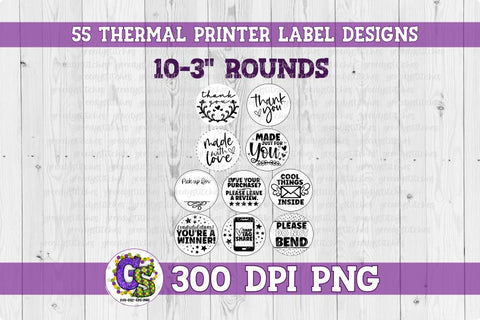 Thermal Printer Label PNG Bundle Sublimation Greedy Stitches 
