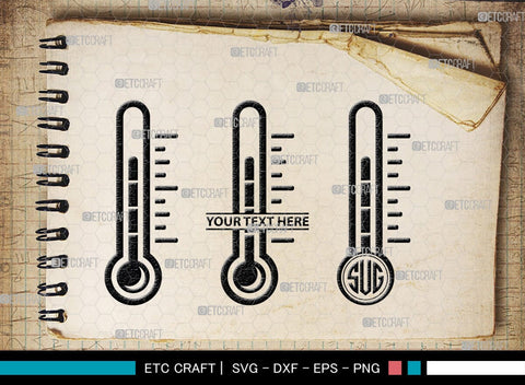 Thermometer Monogram, Thermometer Silhouette, Thermometer SVG, Thermometer Line Svg, Temperature Svg, SB00160 SVG ETC Craft 