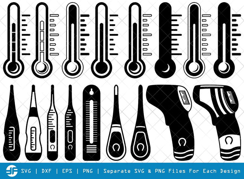 Thermometer SVG Cut Files | Temperature Silhouette Bundle - So Fontsy