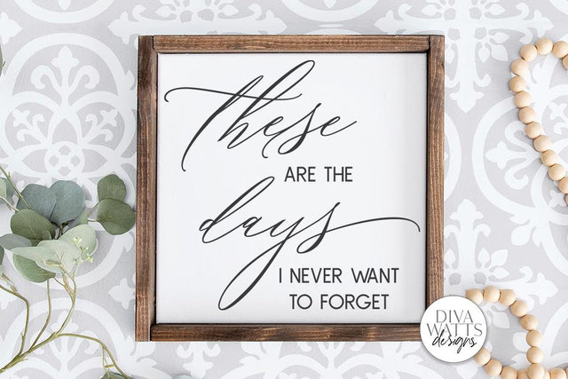 These Are The Days I Never Want To Forget SVG | Farmhouse Sign | DXF and More! SVG Diva Watts Designs 