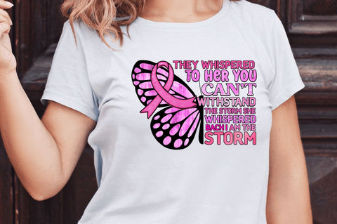They Whispered to Her Sublimation PNG, Breast Cancer Sublimation Design Sublimation Regulrcrative 