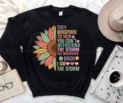 They Whispered to Her You can’t Withstand the Storm She Whispered Back I am the Storm Digital Download, Positivity Png, Retro PNG, Boho Png, Positive Affirmations, Positive Quotes, Celestial, Boho, Boho Png Designs Sublimation ToriDesigns 