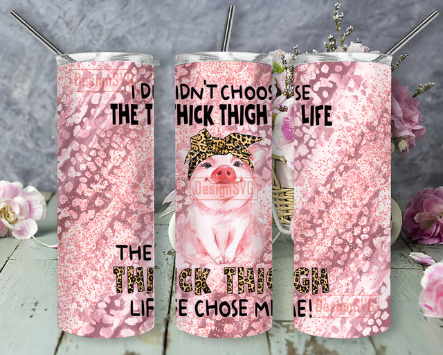 Thick Thigh Pigs Tumbler Png, Just A Girl Who Loves Pigs 20oz Skinny Tumbler, Pink Glitter Tumbler Wrap, Pigs Leopard Sublimation Design, Digital Download Sublimation DesignSVG 