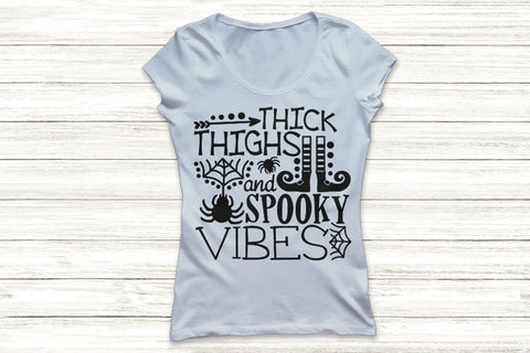 Thick Thighs And Spooky Vibes| Halloween SVG Cutting Files. SVG CosmosFineArt 