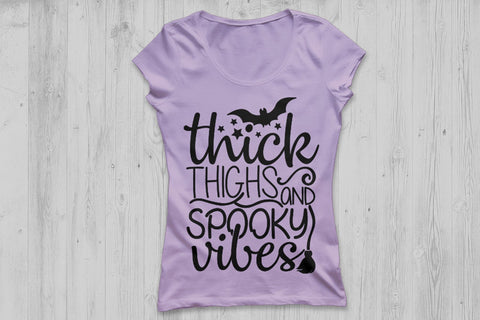 Thick Thighs And Spooky Vibes| Halloween SVG Cutting Files. SVG CosmosFineArt 