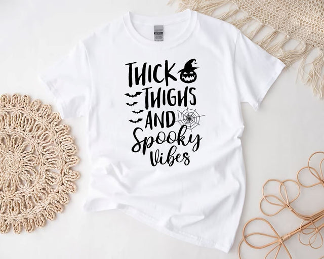 Thick Thighs And Spooky Vibes PNG Sublimation File, Happy Halloween png, Spooky png, Ghost png Sublimation BouDesign 
