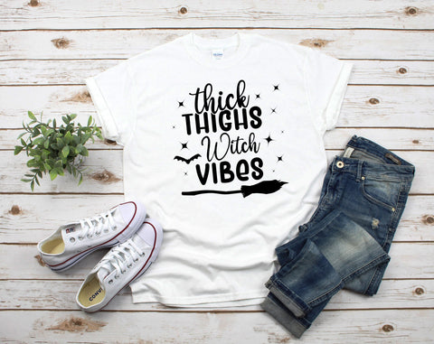 Thick Thighs and Spooky Vibes SVG, Thick Thighs and Witch Vibes SVG SVG HappyDesignStudio 