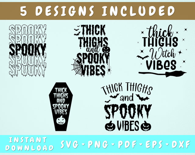 Thick Thighs and Spooky Vibes SVG, Thick Thighs and Witch Vibes SVG SVG HappyDesignStudio 