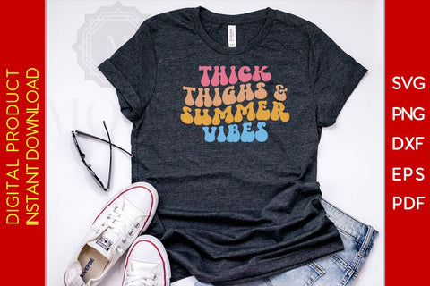 Thick Thighs And Summer Vibes Retro Summer Vacation SVG PNG PDF Cut File SVG Creativedesigntee 