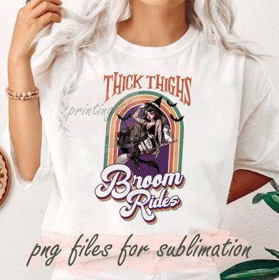 Thick Thighs Broom Rides Png, Halloween PNG, Witch Design Png, Halloween Sublimation Design, Fall Png, Retro Halloween Design Png, Digital Download Sublimation PrintingLife 