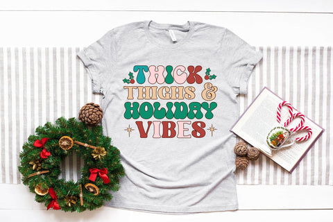 Thick Thighs & Holiday Vibes, Retro Christmas SVG SVG CraftLabSVG 