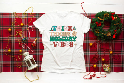 Thick Thighs & Holiday Vibes, Retro Christmas SVG SVG CraftLabSVG 