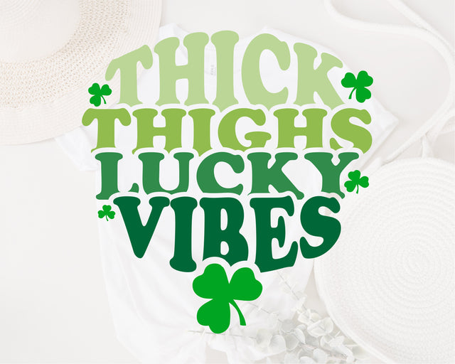 Thick Thighs Lucky Vibes svg, Funny st.patrick's day svg, Retro st patricks svg, St.patrick's day svg, St. Patrick's Day Sublimation Design SVG Fauz 