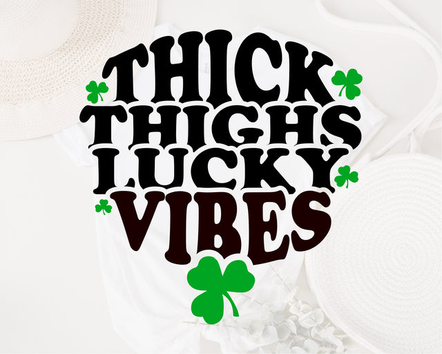 Thick Thighs Lucky Vibes svg, Funny st.patrick's day svg, Retro st patricks svg, St.patrick's day svg, St. Patrick's Day Sublimation Design SVG Fauz 