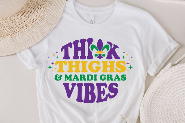 Thick Thighs Mardi Gras Vibes svg, Fat Tuesday svg, Kids Mardi Gras Svg, Fat Tuesday Carnival Svg, Girl Mardi Gras Shirt, Cricut Cut Files SVG Fauz 