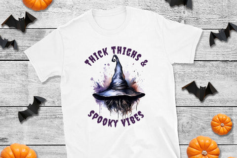 Thick Thighs & Spooky Vibes, Funny Halloween PNG Sublimation CraftLabSVG 