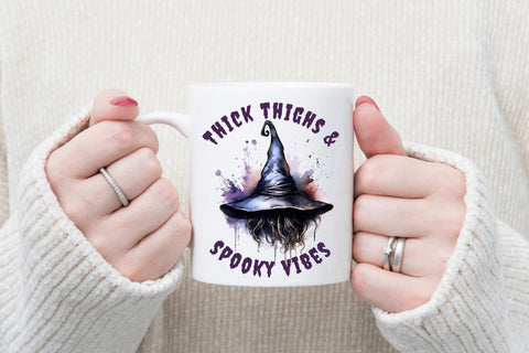 Thick Thighs & Spooky Vibes, Funny Halloween PNG Sublimation CraftLabSVG 