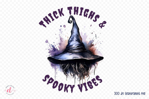 Thick Thighs & Spooky Vibes, Funny Halloween PNG Sublimation CraftLabSVG 