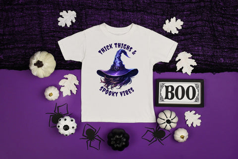 Thick Thighs & Spooky Vibes, Halloween PNG Sublimation CraftLabSVG 