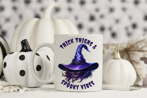 Thick Thighs & Spooky Vibes, Halloween PNG Sublimation CraftLabSVG 