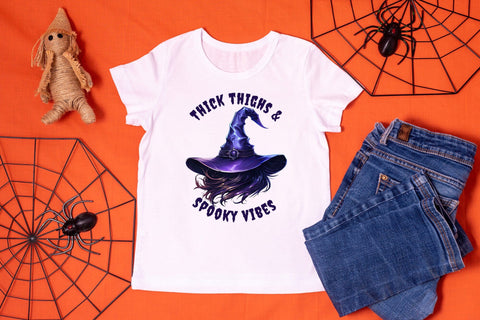 Thick Thighs & Spooky Vibes, Halloween PNG Sublimation CraftLabSVG 
