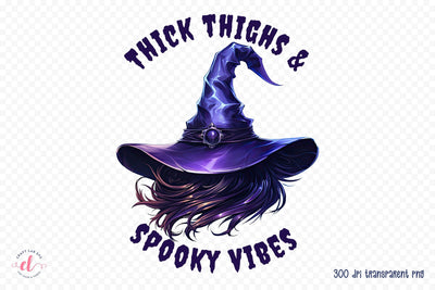 Thick Thighs & Spooky Vibes, Halloween PNG Sublimation CraftLabSVG 