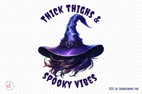 Thick Thighs & Spooky Vibes, Halloween PNG Sublimation CraftLabSVG 