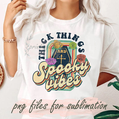 Thick Thighs Spooky Vibes PNG File, Retro Floral Png, Spooky Vibes Design Png, Retro Halloween Png, Spooky Png, Halloween Spooky Sublimation Design, Digital Download Sublimation PrintingLife 