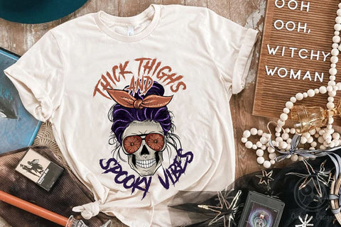 Thick Thighs Spooky Vibes Sublimation Designs Sublimation LAM HOANG THUY 