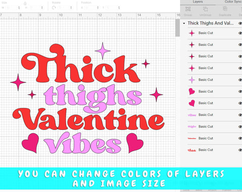 Thick Thighs Valentine Vibes SVG, Valentine's Day SVG Cut File, Funny Valentine SVG SVG HappyDesignStudio 