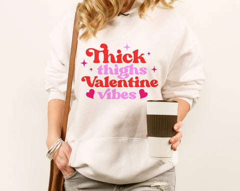 Thick Thighs Valentine Vibes SVG, Valentine's Day SVG Cut File, Funny Valentine SVG SVG HappyDesignStudio 