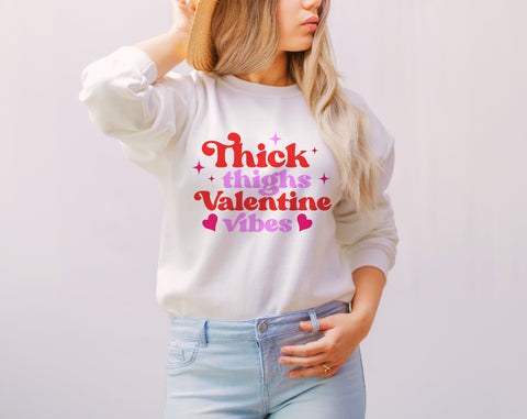 Thick Thighs Valentine Vibes SVG, Valentine's Day SVG Cut File, Funny Valentine SVG SVG HappyDesignStudio 
