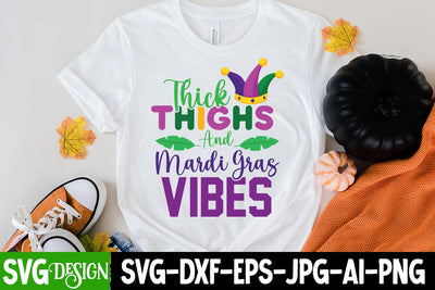 Thick Thigs And Mardi Gras Vibes SVG Cut File , Thick Thigs And Mardi Gras Vibes Sublimation PNG SVG BlackCatsMedia 