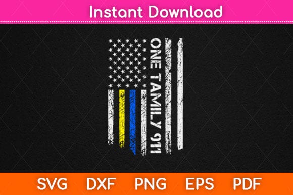 Thin Blue Gold Line American Flag One Family Police Dispatcher Svg Design SVG artprintfile 