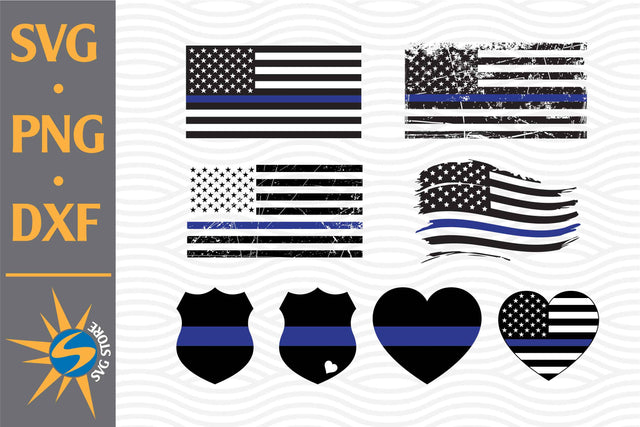 Thin Blue Line American Flag SVG, PNG, DXF Digital Files Include SVG SVGStoreShop 