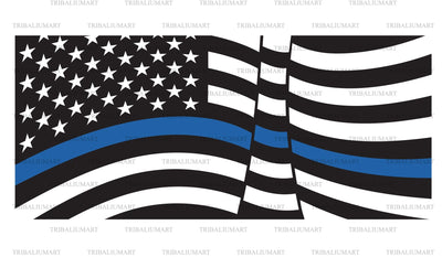 Thin Blue Line Flag (United States of America - Police Support Flag) SVG TribaliumArtSF 