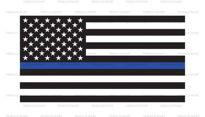 Thin Blue Line Flag (United States of America - Police Support Flag) SVG TribaliumArtSF 