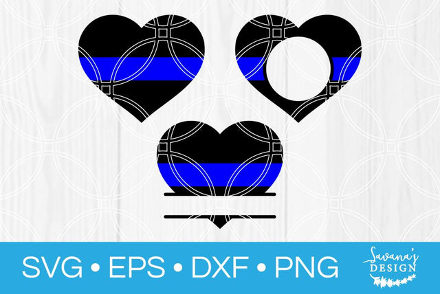 Thin Blue Line Heart SVG SavanasDesign 