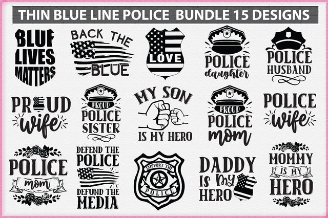 Thin Blue Line Police Bundle 15 Designs SVG Creativeart88 
