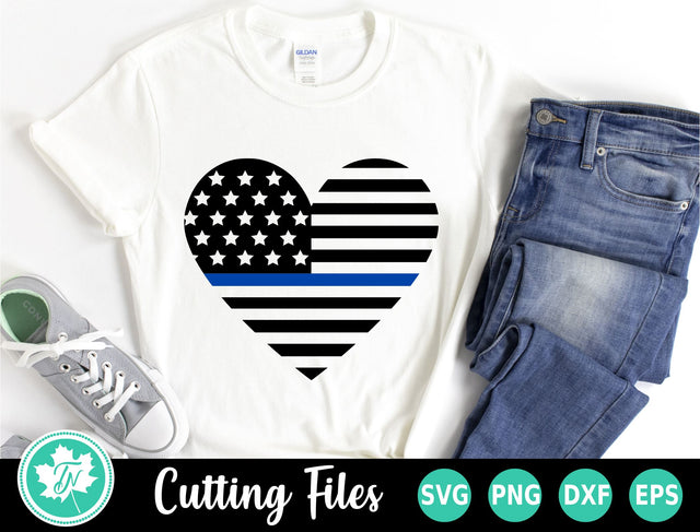 Thin Blue Line SVG | American Flag Heart SVG TrueNorthImagesCA 