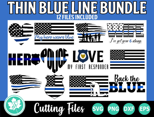 Thin Blue Line SVG Bundle SVG TrueNorthImagesCA 