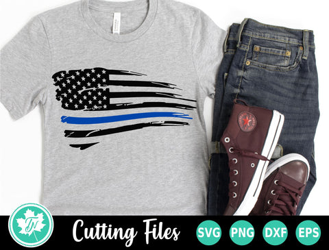 Thin Blue Line SVG | Distressed American Flag SVG TrueNorthImagesCA 