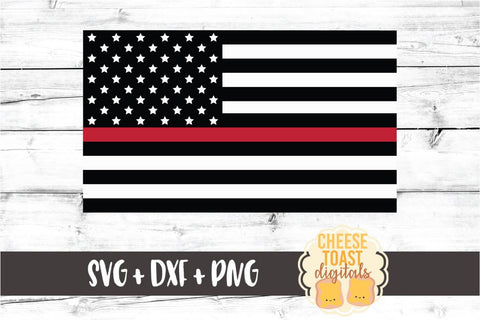 Thin Red Line American Flag - Firefighter SVG PNG DXF Cut Files SVG Cheese Toast Digitals 