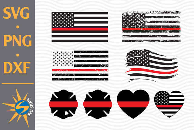 Thin Red Line Firefighter SVG, PNG, DXF Digital Files Include SVG SVGStoreShop 